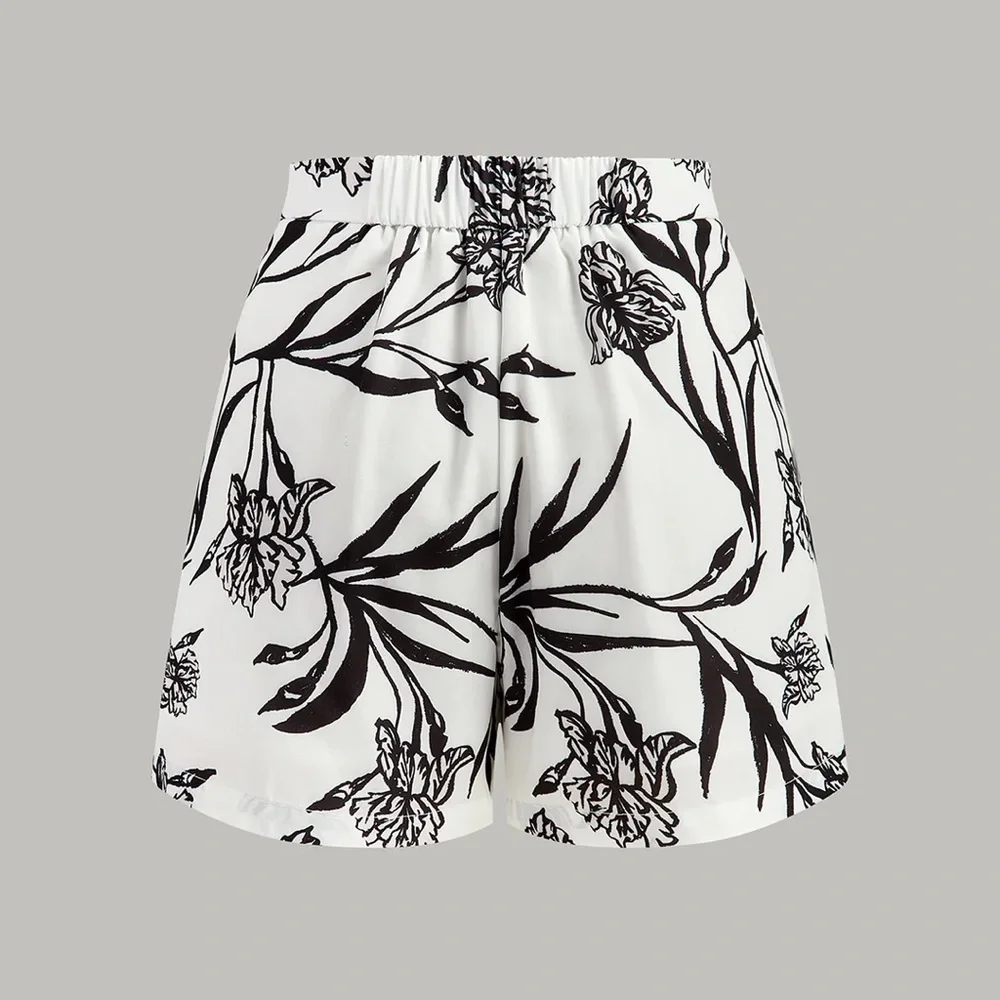Commense Black and White Floral Women Shorts - Picture 7 of 9